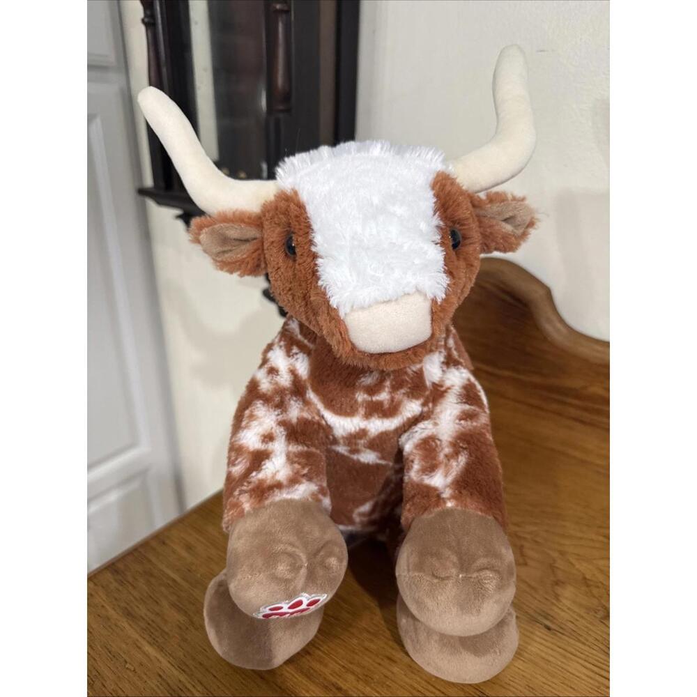 Build A Bear Texas Longhorn Brown Spotted Cow Steer Bull Stuffed Plush Animal